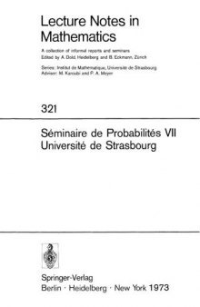Seminaire de Probabilites VII Universite de Strasbourg