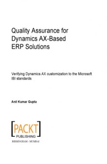 Quality assurance for Dynamics AX-Based ERP Solutions