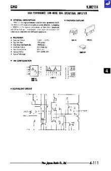 NJM2114 Hign Performance Low-noise dual operation amplifier