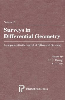 Surveys in Differential Geometry, Vol. 2: Proceedings of the conference on geometry and topology held at Harvard University, April 23-25, 1993  