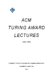Acm Turing Award Lectures