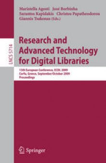Research and Advanced Technology for Digital Libraries: 13th European Conference, ECDL 2009, Corfu, Greece, September 27 - October 2, 2009. Proceedings