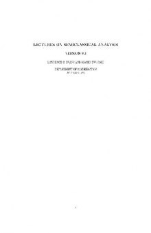 Lectures on semiclassical analysis