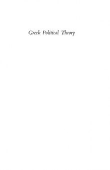 Greek Political Theory (Originally published as “Man in His Pride”)