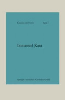 Immanuel Kant: Politische Schriften