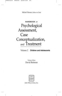 Handbook of Psychological Assessment, Case Conceptualization, and Treatment. Two-Volume Set: Handbook of Psychological Assessment, Case ... Treatment: Volume 2: Children and Adolescents