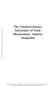 The chemical sensory informatics of food : measurement, analysis, integration