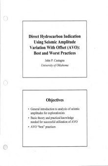 AVO Course Notes, Part 1. Direct Hydrocarbon indication using seismic AVO