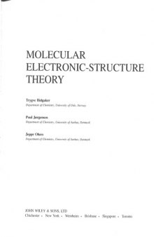 Molecular electronic-structure theory part 1