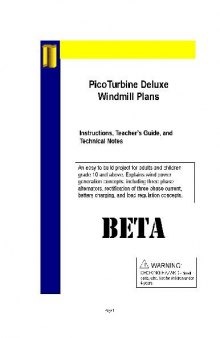 Pico Turbine Educational Windmill Plans Deluxe