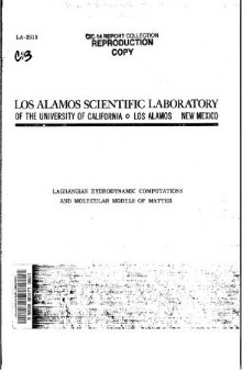 Lagrangian Hydrodynamic Computations and Molecular Models of Matter