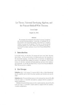 Lie Theory, Universal Enveloping Algebras, and the Poincaré-Birkhoff-Witt Theorem
