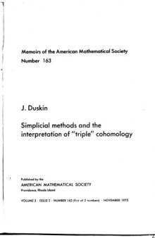 Simplicial Methods and the Interpretation of `Triple' Cohomology