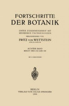 Fortschritte der Botanik: Achter Band