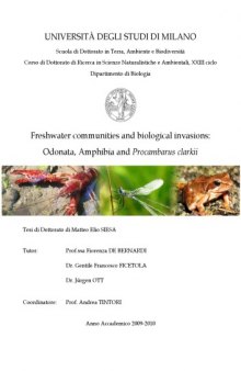 Freshwater communities and biological invasions: Odonata, Amphibia and Procambarus clarkii (PhD thesis) 