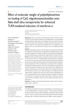 [Article] Effect of molecular weight of polyethyleneimine on loading of CpG oligodeoxynucleotides onto flake-shell silica nanoparticles for enhanced TLR9-mediated induction of interferon-α