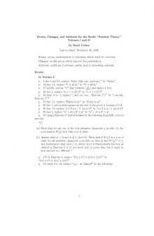 Number theory I and II - errata