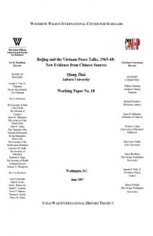 Beijing and the Vietnam Peace Talks, 1965-68: New Evidence from Chinese Sources