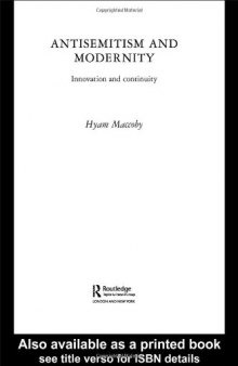 Antisemitism and Modernity: Innovation and Continuity (Routledgecurzon Jewish Studies Series)