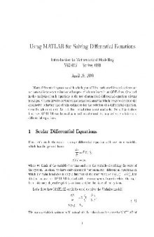 Using Matlab for Solving Differential Equations [jnl article]