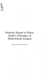 Solutions Manual to Principles of Mathematical Analysis
