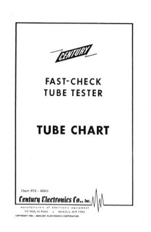 Century Electronics FC-2 Tube Tester - Tube List