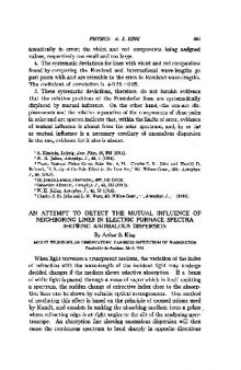 [Article] An Attempt to Detect the Mutual Influence of Neighboring Lines in Electric Furnace Spectra Showing Anomalous Dispersion