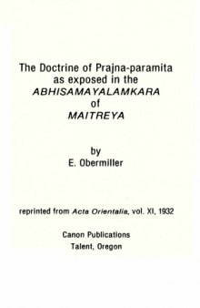 The Doctrine of Prajna Paramita as Exposed in the Abhisamayalamkara of Maitreya