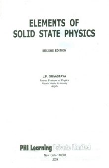 Elements of solid state physics