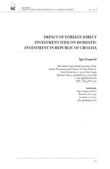 IMPACT OF FOREIGN DIRECT INVESTMENT (FDI) ON DOMESTIC INVESTMENT IN REPUBLIC OF CROATIA