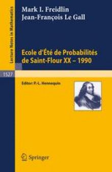 Ecole d'Eté de Probabilités de Saint-Flour XX - 1990