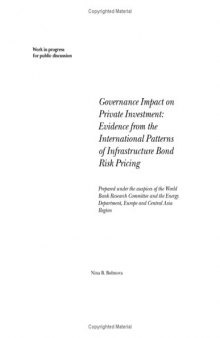 Governance Impact on Private Investment: Evidence from the International Patterns of Infrastructure Bond Risk Pricing (World Bank Technical Paper)