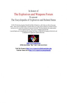 Encyclopedia of Explosives and Related Items (Vol 01)