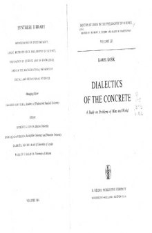 Dialectics of the Concrete: A Study on Problems of Man and World