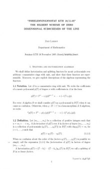 "Forelesningsnotat KTH 18/11-05": The Hilbert scheme of zero dimensional subschemes of the line