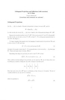 Orthogonal Projections and Reflections (with exercises) [expository notes]