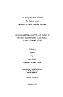 A paleographic transcription and edition of Francesc Eiximenis’ Libro delos angeles (Castilian translation)