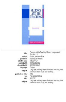 Fluency and Its Teaching (Modern Languages in Practice, 11)