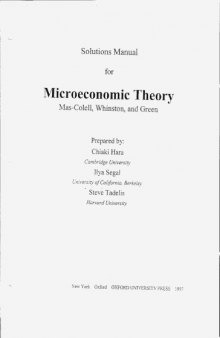 Microeconomic Theory - - Solutions Manual for Mas-Colell