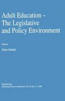 Adult Education — The Legislative and Policy Environment