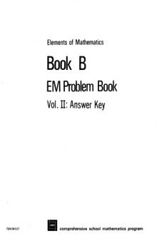 Elements of Mathematics Book B EM Problem Book Volume II: Answer Key