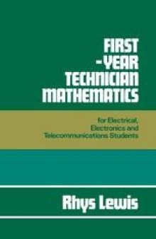 First-Year Technician Mathematics: For Electrical, Electronics and Telecommunications Students