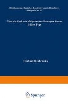 Über die Spektren einiger schnellbewegter Sterne frühen Typs