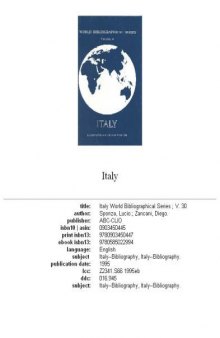 Italy (World Bibliographical Series, V. 30)