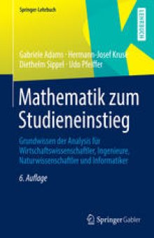 Mathematik zum Studieneinstieg: Grundwissen der Analysis für Wirtschaftswissenschaftler, Ingenieure, Naturwissenschaftler und Informatiker