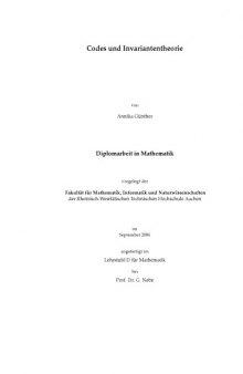 Codes und Invariantentheorie [Diploma thesis]