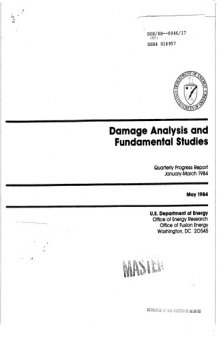 Damage [radiation] Analysis, Fund. Studies [qtrly rpt Jan-Mar 1984]