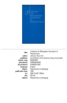 Guidelines for bibliographic description of reproductions