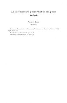 An Introduction to p-adic Numbers and p-adic Analysis [Lecture notes]