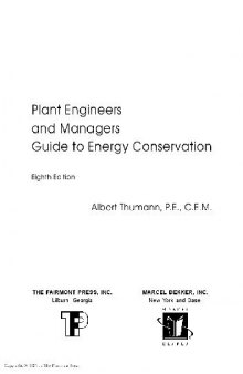Plant engineers and managers guide to energy conservation